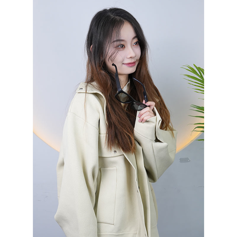 Knitted-garment 02   Sitai small cargo leather coat coat women short 2024 spring new Korean version loose design