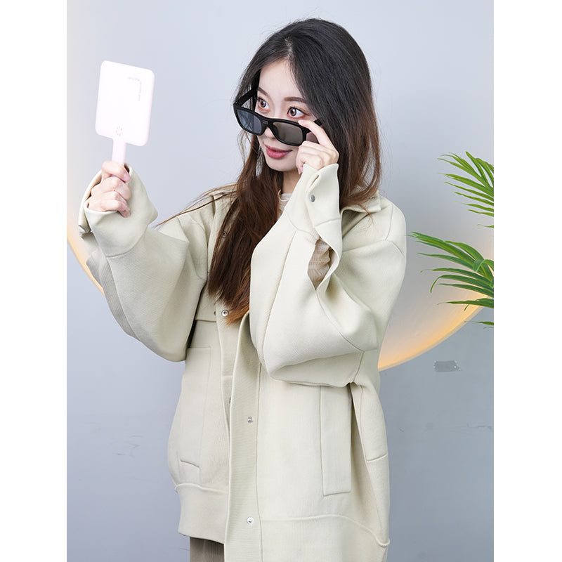 Knitted-garment 02   Sitai small cargo leather coat coat women short 2024 spring new Korean version loose design