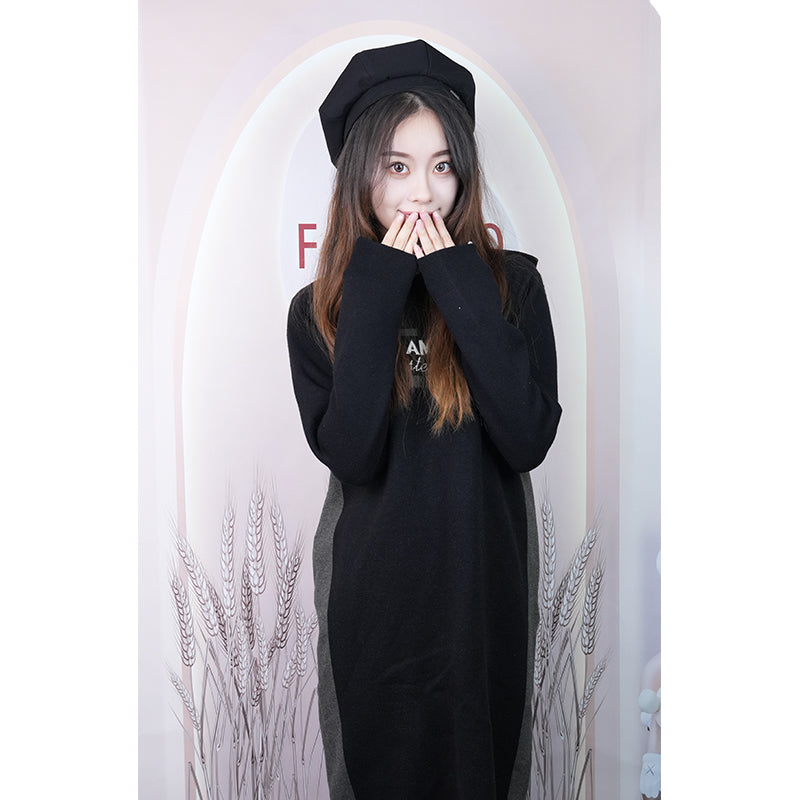 Knitted-garment 08   Sitai autumn winter women's hoodie coat hooded long loose sleeve long-sleeved letter-printed blouse