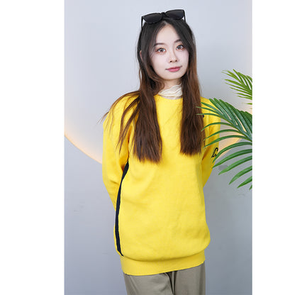 Knitted-garment 03  Sitai round neck hoodie women 2024 spring new high street mismanagement simple undershirt