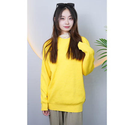 Knitted-garment 03  Sitai round neck hoodie women 2024 spring new high street mismanagement simple undershirt